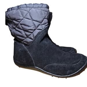 Columbia Suede Moccasin Boots Thermal Reflective Omni Heat Black Waterproof Sz 8
